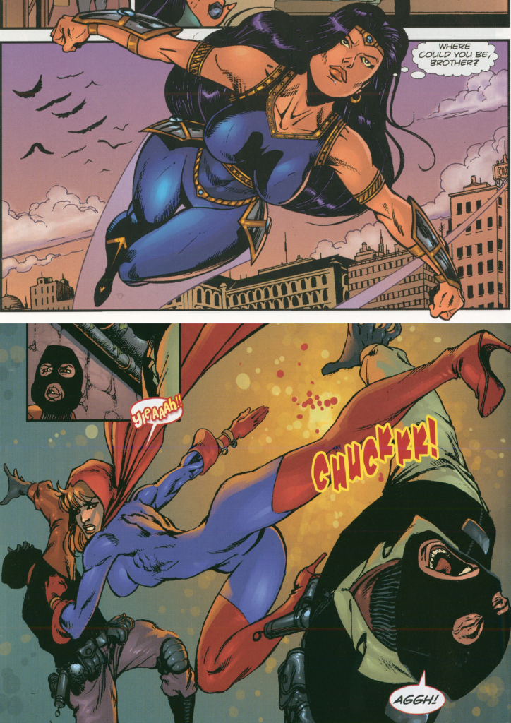 Jalila and Aya, two of the heroines from AK Comics, designed in a fashion similar to many of their American counterparts (© AK Comics 2006).